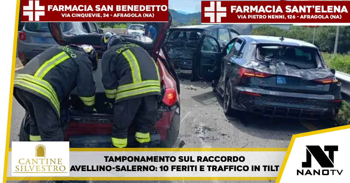 Tamponamento a catena sul raccordo Avellino-Salerno: dieci feriti e traffico in tilt
