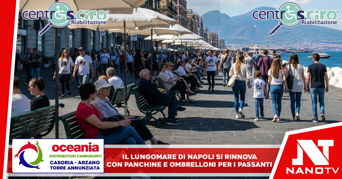 Il Lungomare di Napoli si rinnova con panchine e ombrelloni per i passanti