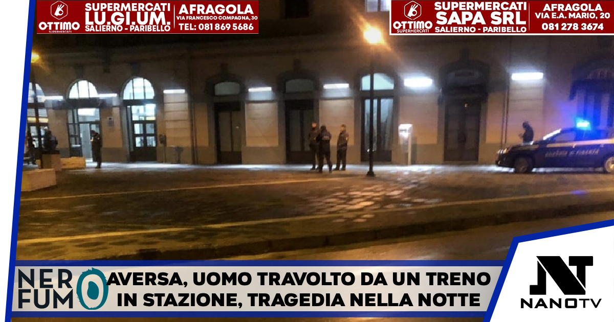 Aversa, uomo travolto da un treno in stazione: tragedia nella notte