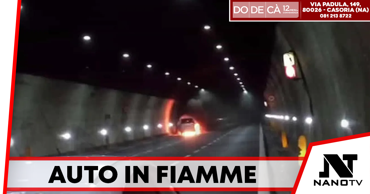 Napoli, auto in fiamme in Tangenziale: traffico in tilt nella galleria Vomero Est