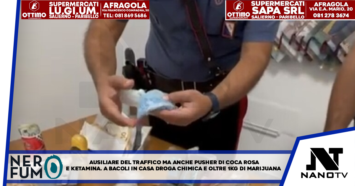 Ausiliare del traffico ma anche pusher di coca rosa e ketamina A Bacoli in casa droga chimica e oltre un chilo di marijuana