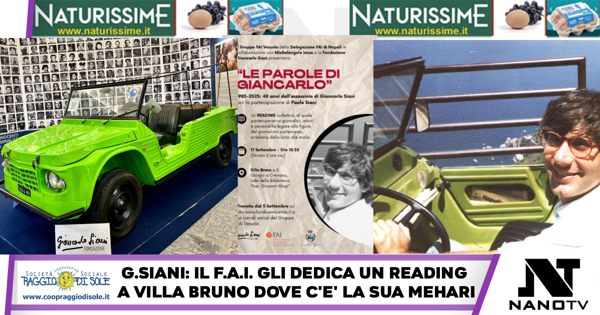 1985 / 2025: a 40anni dall’assassinio di G.Siani  un evento del FAI con la partecipazione di Paolo Siani