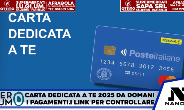 Bonus-Carta Dedicata a te 2025 da 500 euro, via ai pagamenti a NapolI