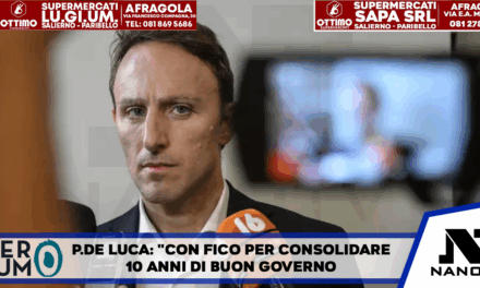 De Luca,’con Fico per consolidare 10 anni di buongoverno’ Segretario Pd, ‘dalla Campania l’alternativa a governo destre’
