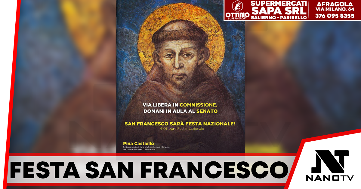 San Francesco sarà festa nazionale: disco verde dal Senato, soddisfatta la sottosegretaria Pina Castiello