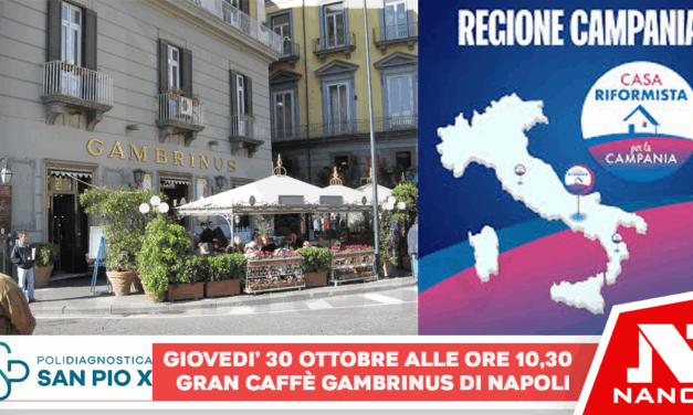 Napoli. Casa Riformista al Caffe’ Gambrinus domani con Roberto Fico