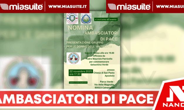 Caivano, nominati gli Ambasciatori di Pace 2025 dall’Associazione “Il Coraggio”