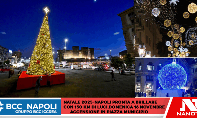 Napoli-Cerimonia di accensione delle luminarie natalizie 2025,Domenica 18 in Piazza Municipio