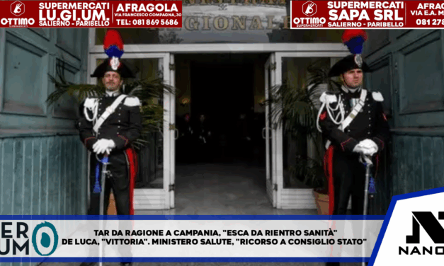 Tar dà ragione a Campania,’esca da piano rientro sanità’ De Luca,’vittoria’. Ministero Salute,’ricorso a Consiglio Stato’