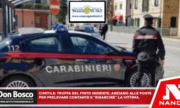 *CIMITILE: Truffa del finto incidente, anziano alle poste per prelevare contante e risarcire la “vittima”. Impiegato comprende tutto e chiama i Carabinieri. 28enne in manette dopo lungo inseguimento*