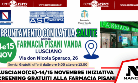 Lusciano(CE) -Alla Farmacia Pisani Vanda due giornate dedicate alla prevenzione con screening gratuiti