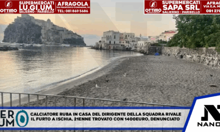 Calciatore ruba in casa del dirigente della squadra rivale Il furto a Ischia, 21 enne trovato con 1.400 euro e denunciato