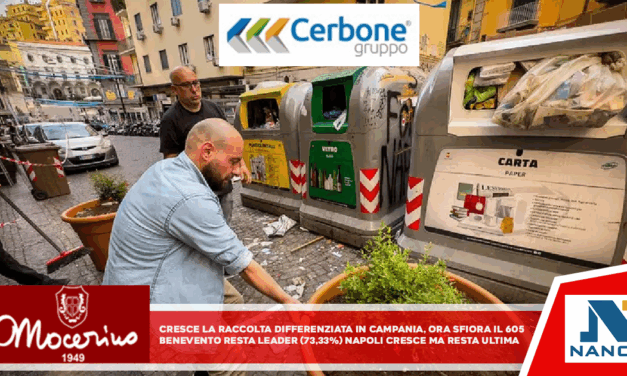 Cresce la raccolta differenziata in Campania, ora sfiora il 60% Benevento resta leader (73,33%) Napoli cresce ma resta ultima