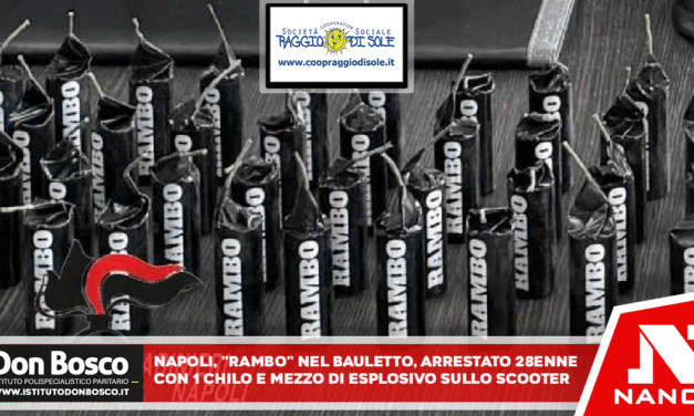 Napoli, “Rambo” nel bauletto: arrestato 28enne con un chilo e mezzo di esplosivo sullo scooter
