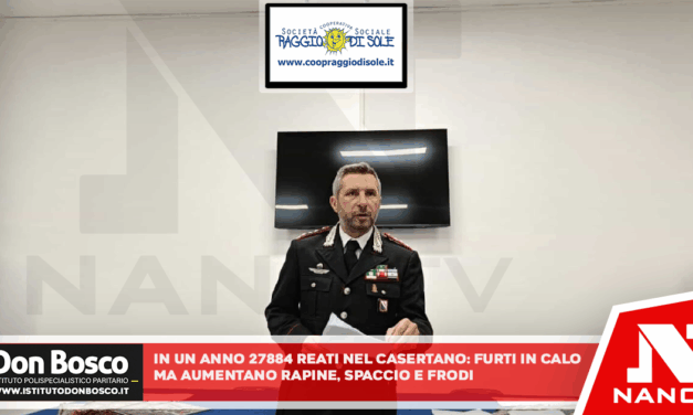In un anno 27884 reati nel casertano: furti in calo ma aumentano rapine, spaccio e frodi