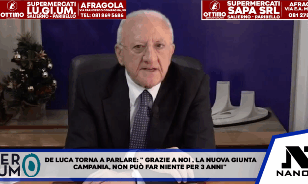 De Luca torna a parlare: “Grazie a noi la nuova giunta Campania può non far niente per 3 anni”