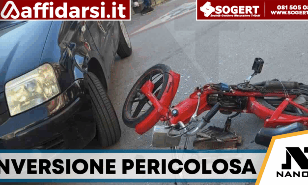 Arzano, inversione vicino a scuola: scooter contro auto