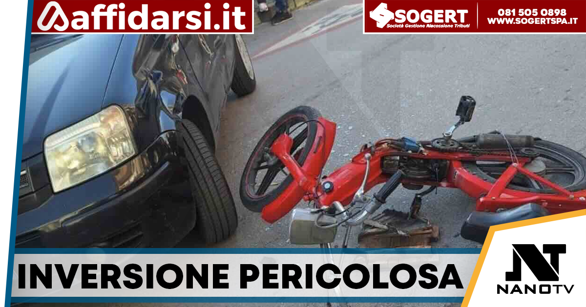 Arzano, inversione vicino a scuola: scooter contro auto