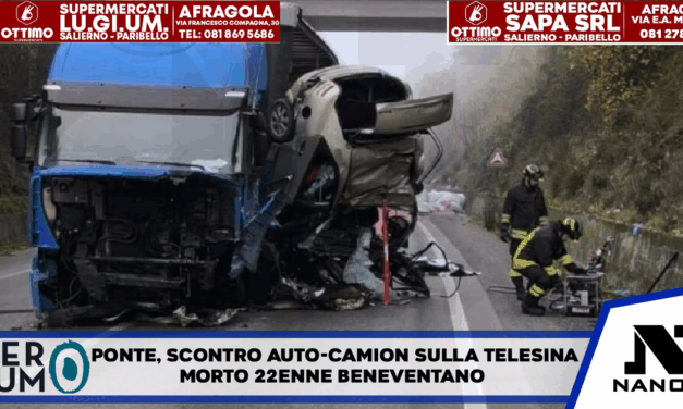 Ponte, scontro auto-camion sulla Telesina: morto un 22enne beneventano