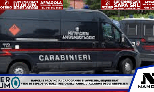 *Napoli e provincia: Capodanno si avvicina: sequestrati 44 chili di esplosivo dall’inizio dell’anno. L’allarme degli artificieri: “Attenzione anche ai fuochi ritenuti innocui*