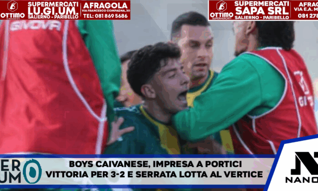 Boys Caivanese, impresa a Portici: vittoria per 3-2 e serrata lotta al vertice