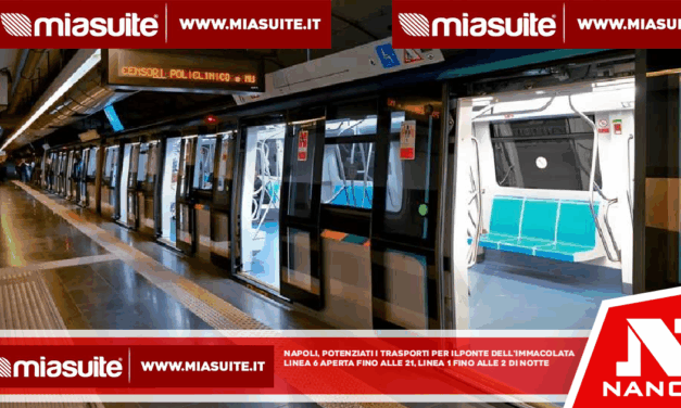 Napoli, potenziati i trasporti per il ponte dell’Immacolata: Linea 6 aperta fino alle 21, linea 1 fino alle 2 di notte Dal 4 dicembre, fino al giorno dell’Immacolata, ANM aumenterà le corse per cittadini e turisti
