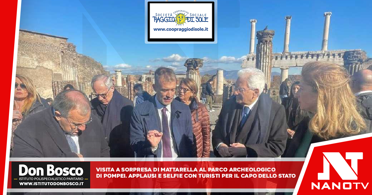 Visita a sorpresa di Mattarella al Parco archeologico di Pompei Applausi e selfie con turisti per il Capo dello Stato