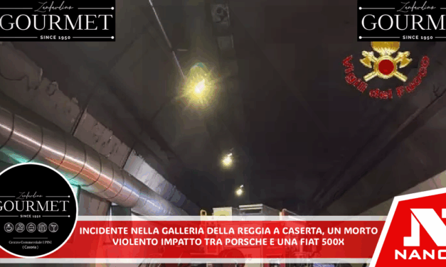 Incidente nella galleria della Reggia a Caserta, un morto Violento impatto tra Porsche e una Fiat 500X