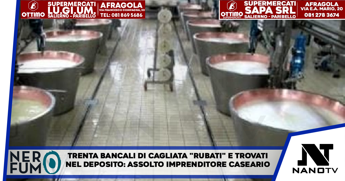 Trenta bancali di cagliata ‘rubati’ e trovati nel deposito: assolto imprenditore caseario