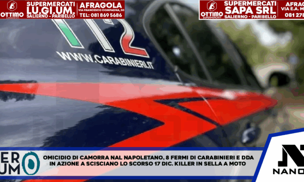 Omicidio di camorra nel Napoletano, 8 fermi di carabinieri e Dda In azione a Scisciano lo scorso 17 dicembre killer in sella a moto