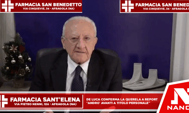 De Luca conferma la querela a Report: “Andrò avanti a titolo personale”