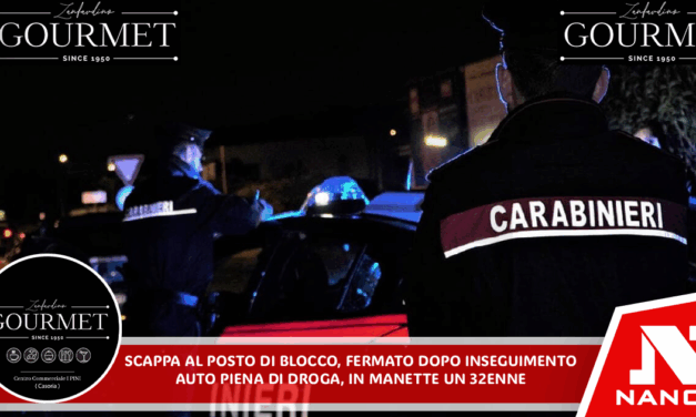 Scappa al posto di blocco, fermato dopo inseguimento: auto piena di droga, in manette 32enne