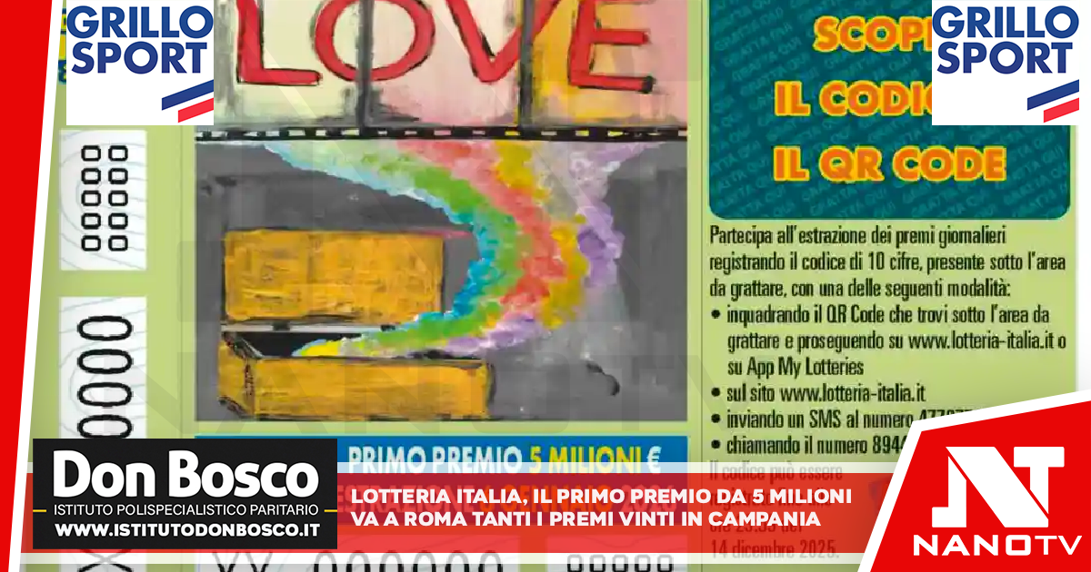 Lotteria Italia, il primo premio da 5 milioni va a Roma. Tutti i premi vinti in Campania
