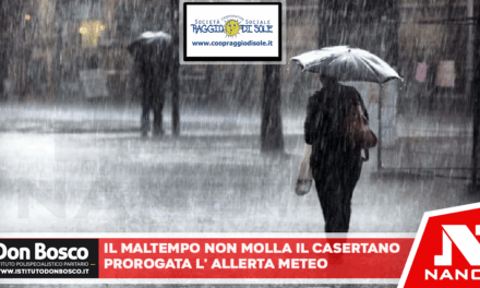 Il maltempo non molla il casertano: prorogata l’allerta meteo