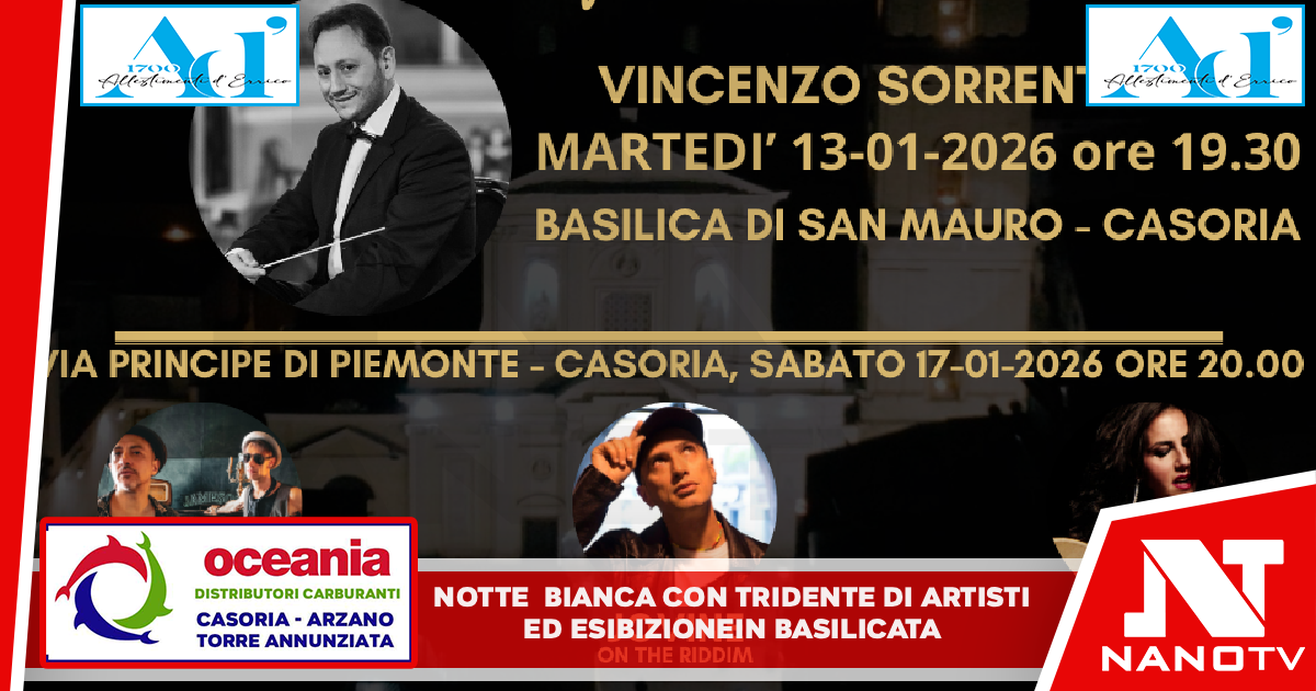 Notte Bianca con tridente di artisti ed esibizione in Basilica, Casoria presenta la sua Festa di San Mauro 2026. Bene: “Città ha recuperato attrattiva ed identità con gli eventi”