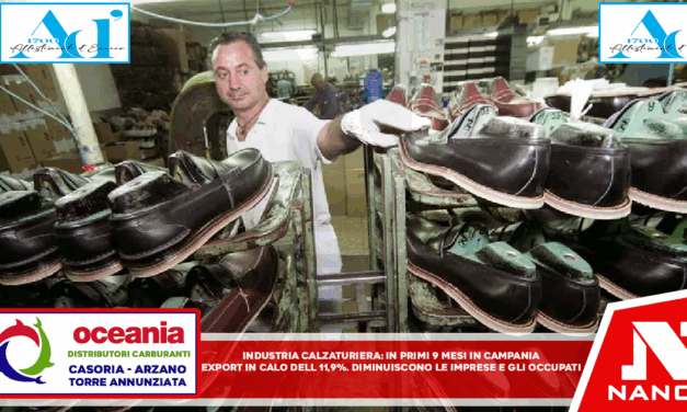 Industria calzaturiera: in primi 9 mesi del 2025 in Campania export in in calo dell’11,9% Diminuiscono le imprese e gli occupati