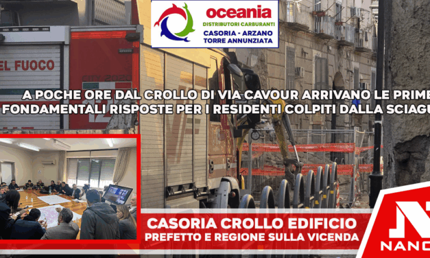 Casoria. Emergenza via Cavour, COC operativo e monitoraggi su edifici e rete: in atto ripristino erogazione idrica. Sindaco in contatto con Prefetto e Governatore
