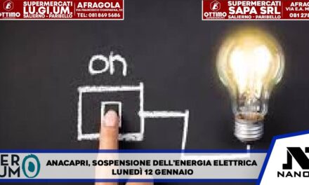 Anacapri, sospensione dell’energia elettrica lunedì 12 gennaio