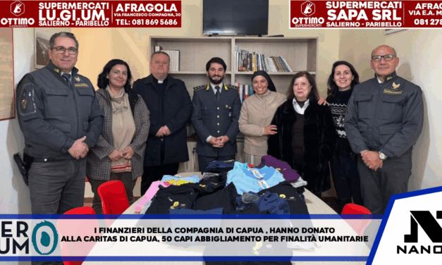 I Finanzieri della Compagnia di Capua hanno donato alla Caritas Diocesana di Capua circa 50 capi di abbigliamento per finalità umanitarie.