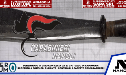 Pensionato in giro con ascia da 27 centimetri, ‘vado in campagna’ Scoperto a Pozzuoli durante i controlli a tappeto dei carabinieri