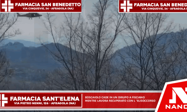Boscaiolo cade in un dirupo a Fisciano mentre lavora. Recuperato con l’elisoccorso