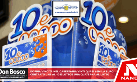 Doppia vincita nel casertano: vinti quasi 65mila euro Centrato un “9” al 10eLotto e una quaterna al Lotto