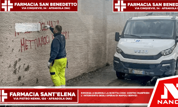 Rimossa a Bagnoli la scritta choc contro Manfredi L’intervento degli operai di Napoli Servizi
