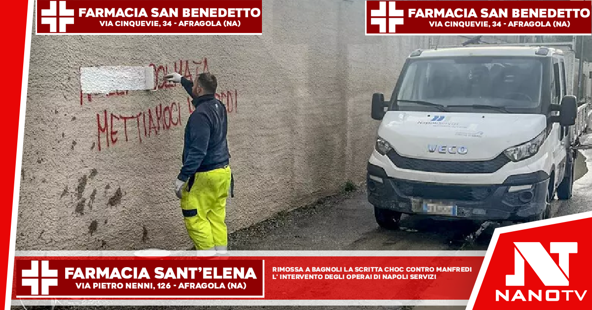 Rimossa a Bagnoli la scritta choc contro Manfredi L’intervento degli operai di Napoli Servizi