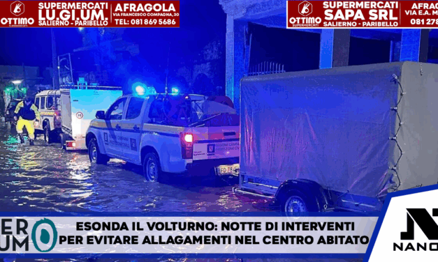 Esonda il Volturno: notte di interventi per evitare allagamenti nel centro abitato
