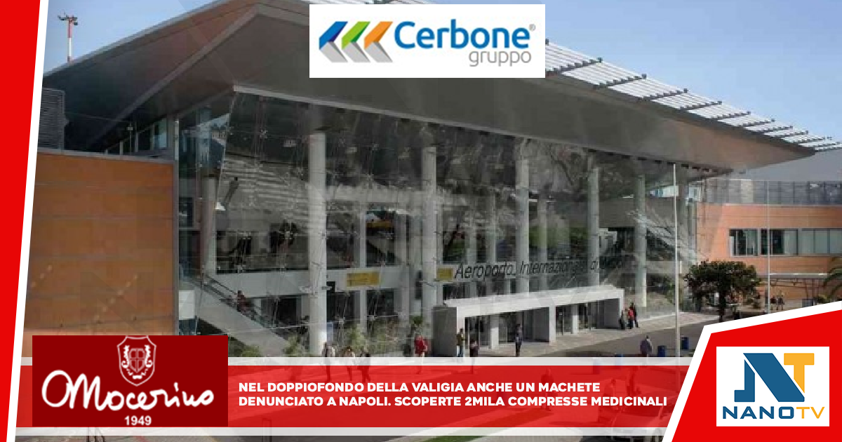 Nel doppiofondo della valigia anche un machete, denunciato a Napoli A Capodichino scoperte anche 2mila compresse medicinali e vegetali illegali