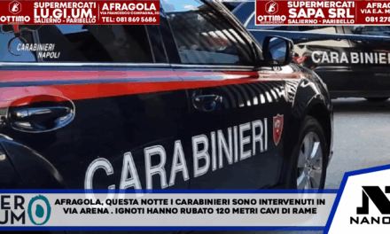 Afragola : Questa notte i carabinieri della sezione radiomobile della compagnia di Casoria sono intervenuti a via Arena. Ignoti hanno rubato 120 metri di cavi in rame
