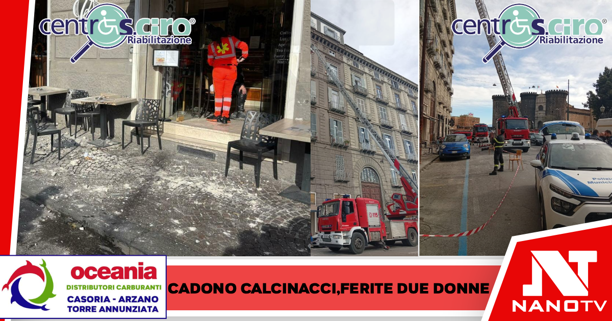 Napoli-Crollano calcinacci da un palazzo di fronte al Teatro San Carlo di Napoli, colpite due donne che erano sedute al tavolino di un bar.