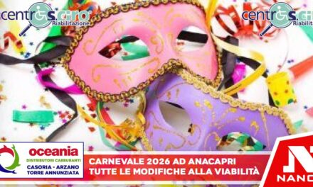 Carnevale 2026 ad Anacapri: Domenica 15 Febbraio sfilano i Carri. Tutte le modifiche alla viabilità