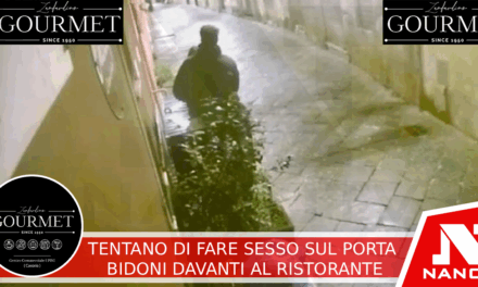 Tentano di fare sesso sul porta bidoni davanti a ristorante